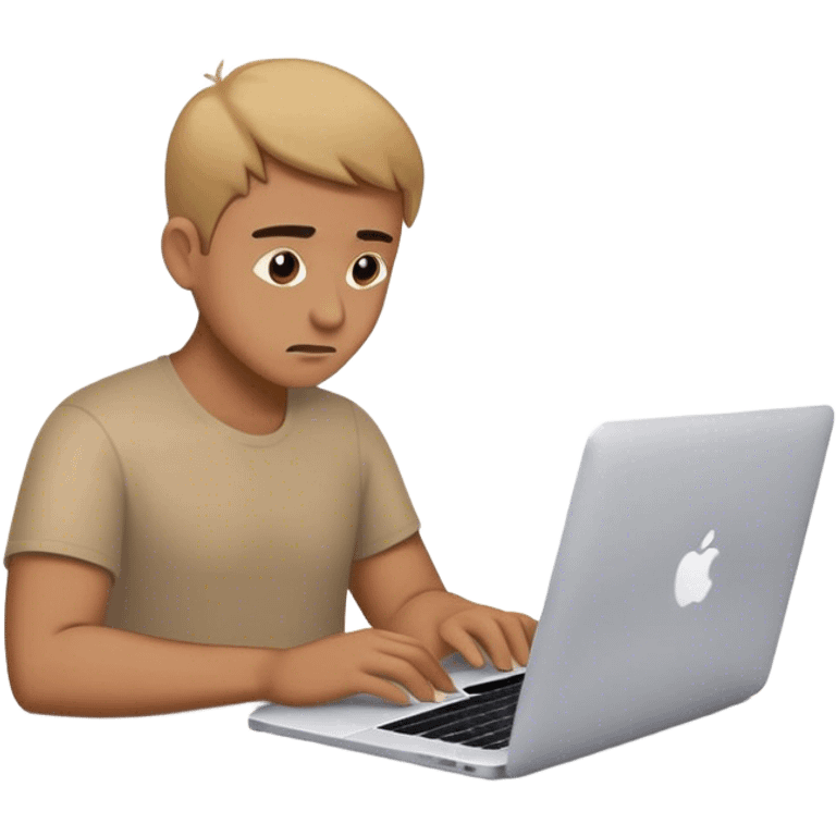 man working on his macbook laptop looking down emoji