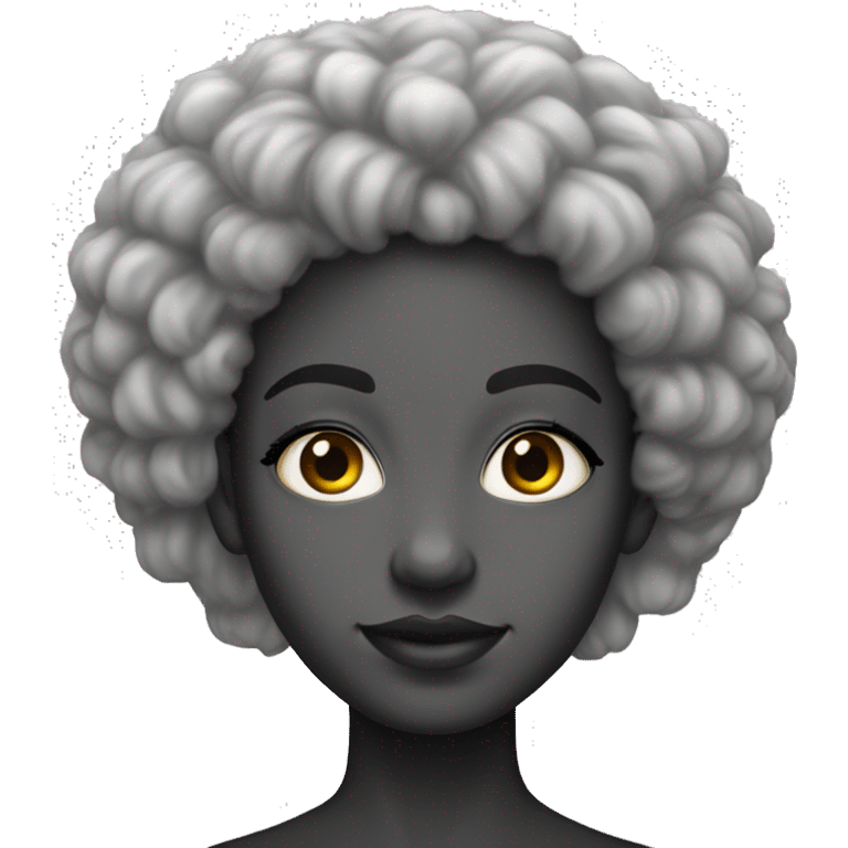 uma adolescente negra que gosta de robos olhos medios pretos cabelo afro e de bone emoji