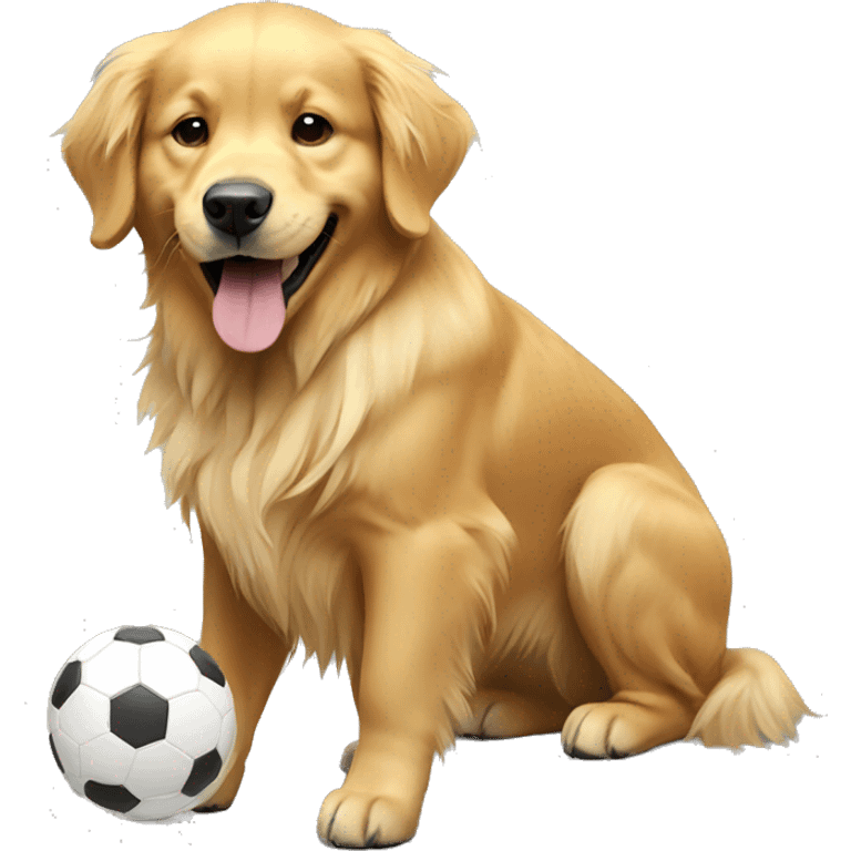 golden retriever playing FIFA emoji