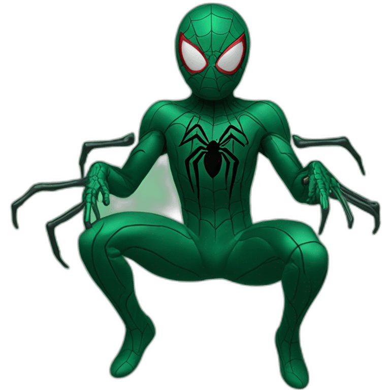 Man spider suit dark green in action emoji