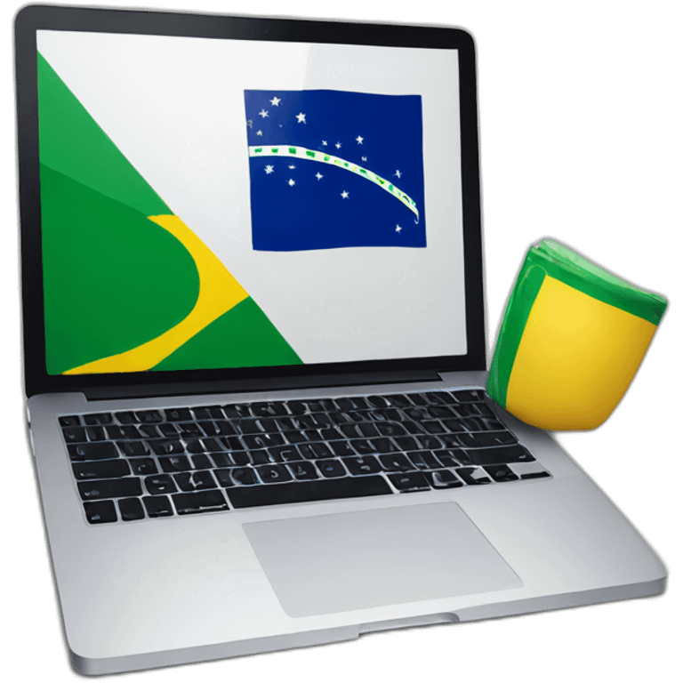 MacBook with Brazilian flag emoji