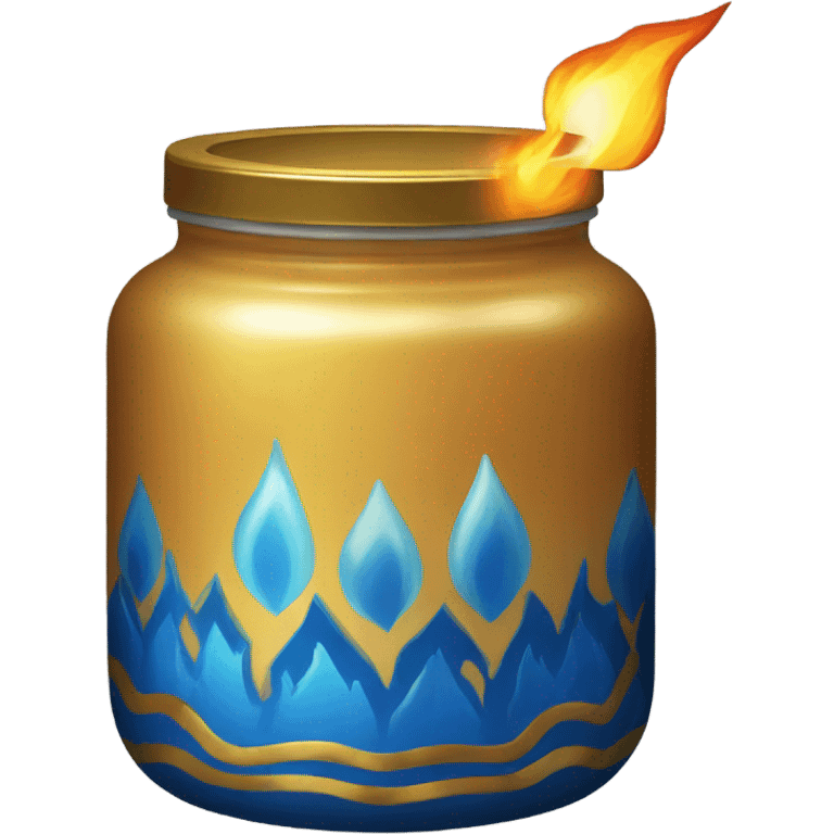 flame on jar egypt gold white blue  emoji