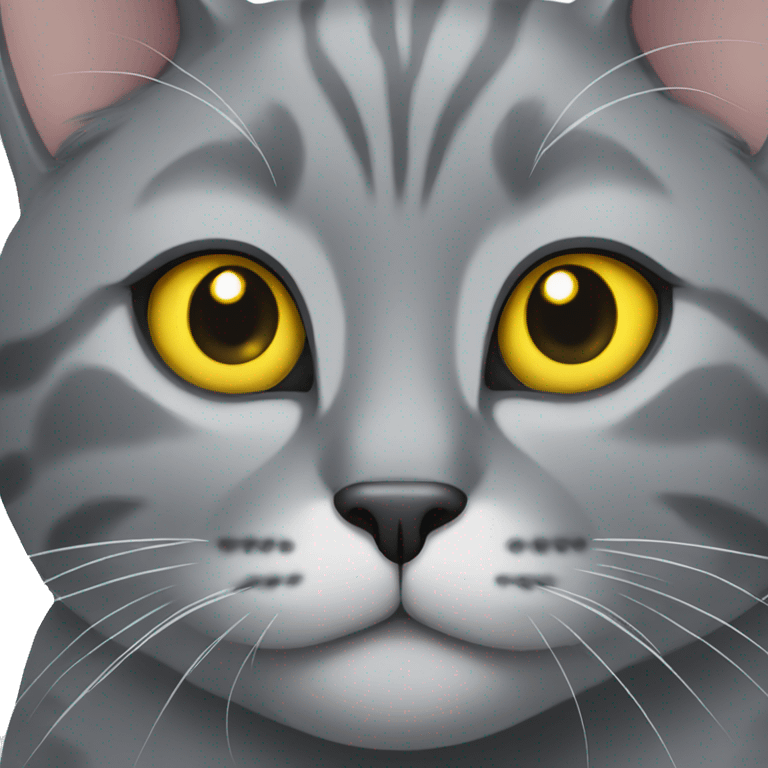 Grey cat with yellow eyes  emoji