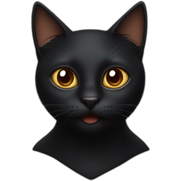 Black cat with brown eyes with a lid in his mouth emoji