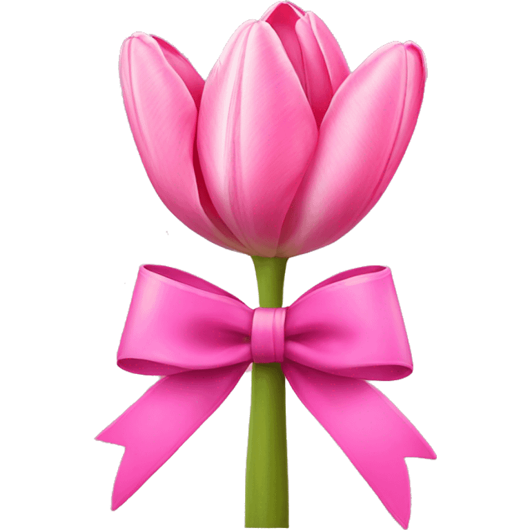 Pink tulips with a bow emoji