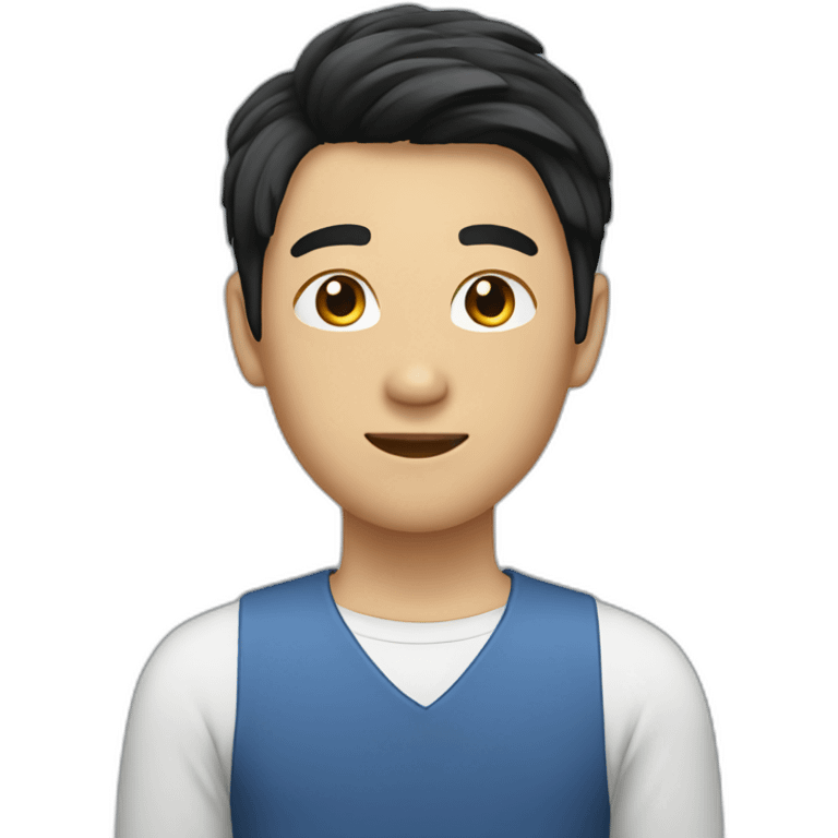 asian male with flow haircut black hair emoji