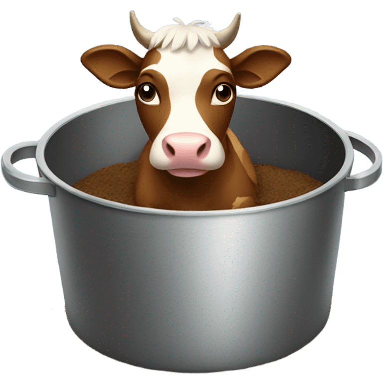 The cow is sitting in a pot emoji