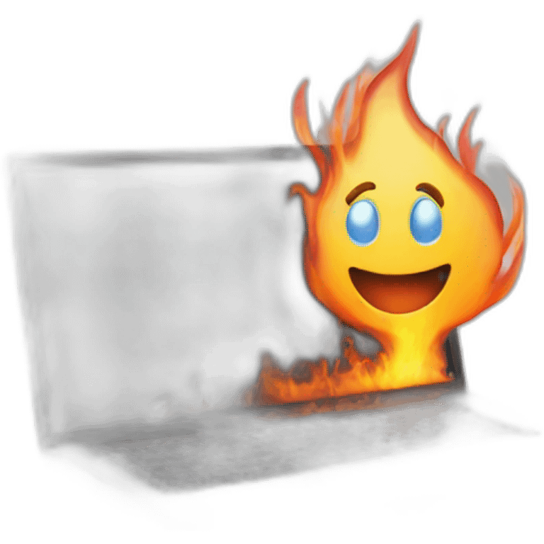 laptop burning emoji