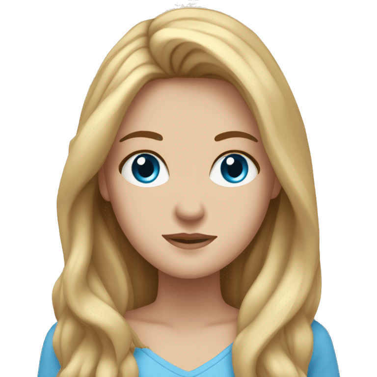 white girl with blue eyes and brown long hair that is blonde at the bottem  emoji