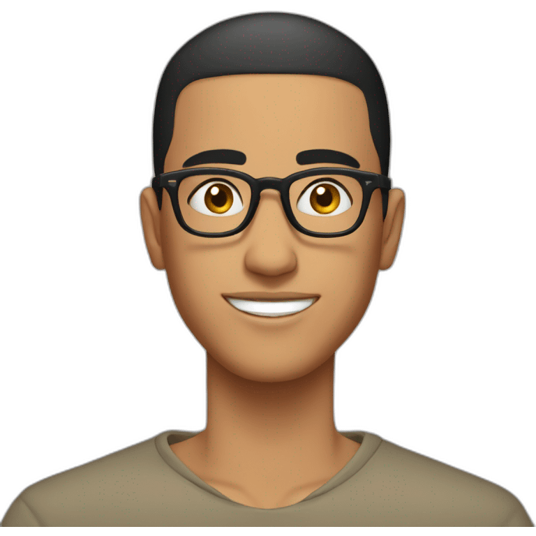 Young man from moroccan with glasses, black hair (buzz cut) emoji