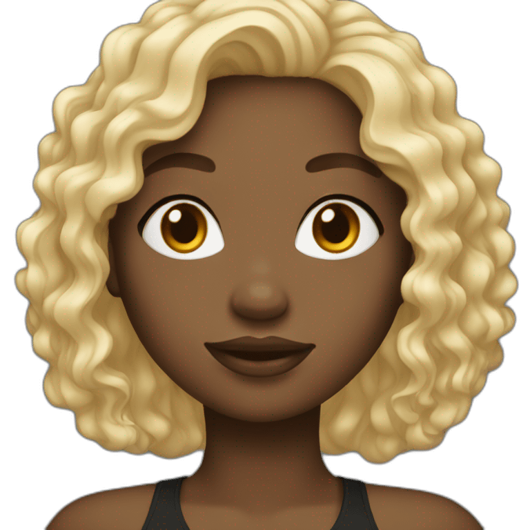 black girl with blonde wavy hair and black eyes emoji