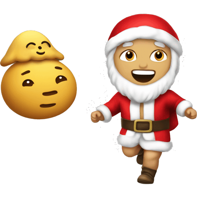 skipping sprint baby Jesus santa costume emoji