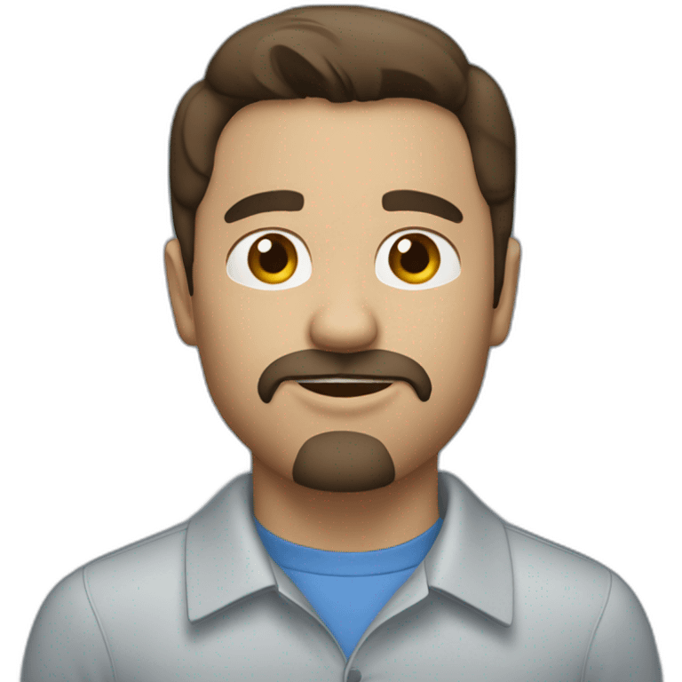 brunette man with a goatee wearing a blue collared shirt emoji