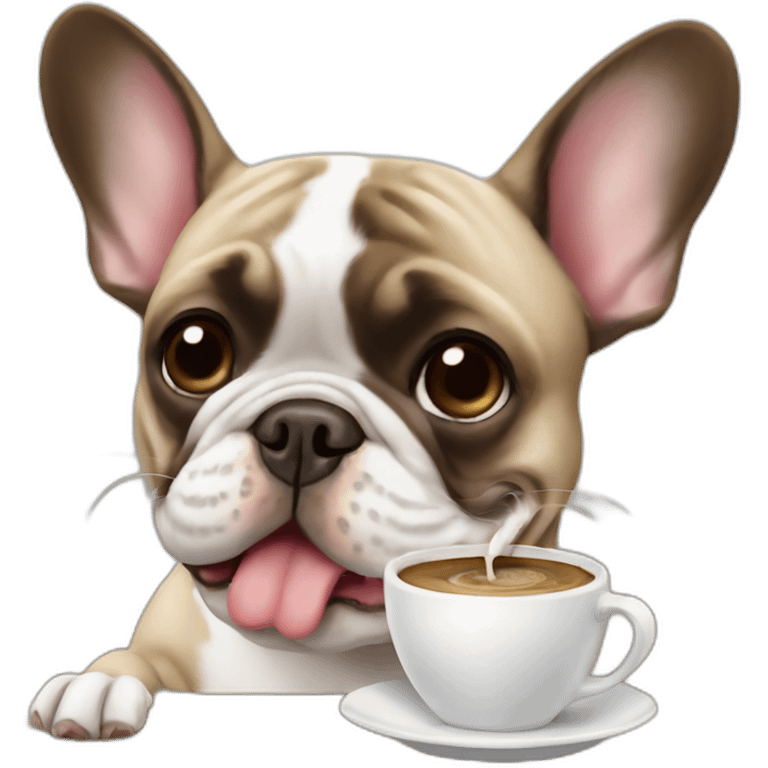 FRENCH BULLDOg drinking coffee emoji