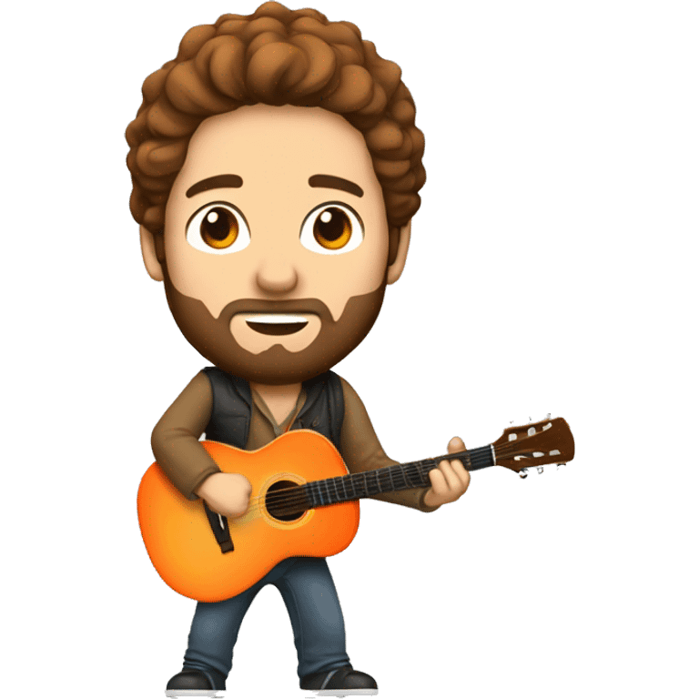 Man with brown hair and beard orange ibenez guitar emoji