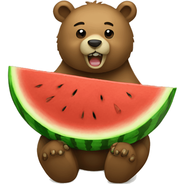 bear eating watermelon emoji