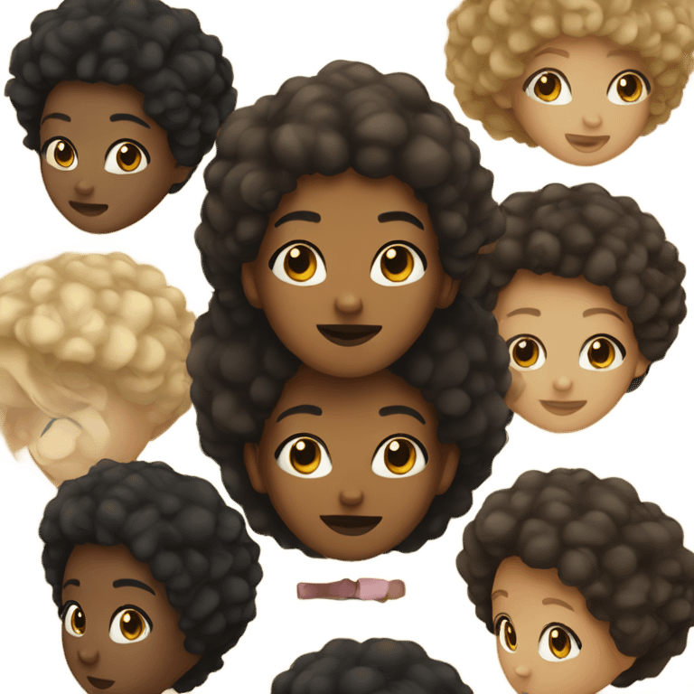 Tan girl with black and blonde afro emoji