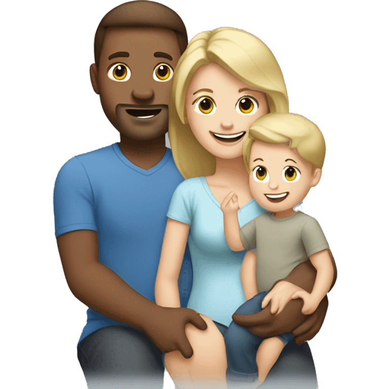 happy family brown hair dad with blonde mom and blonde baby boy emoji