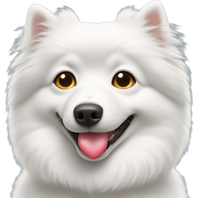 white spitz showing heart with his paws emoji