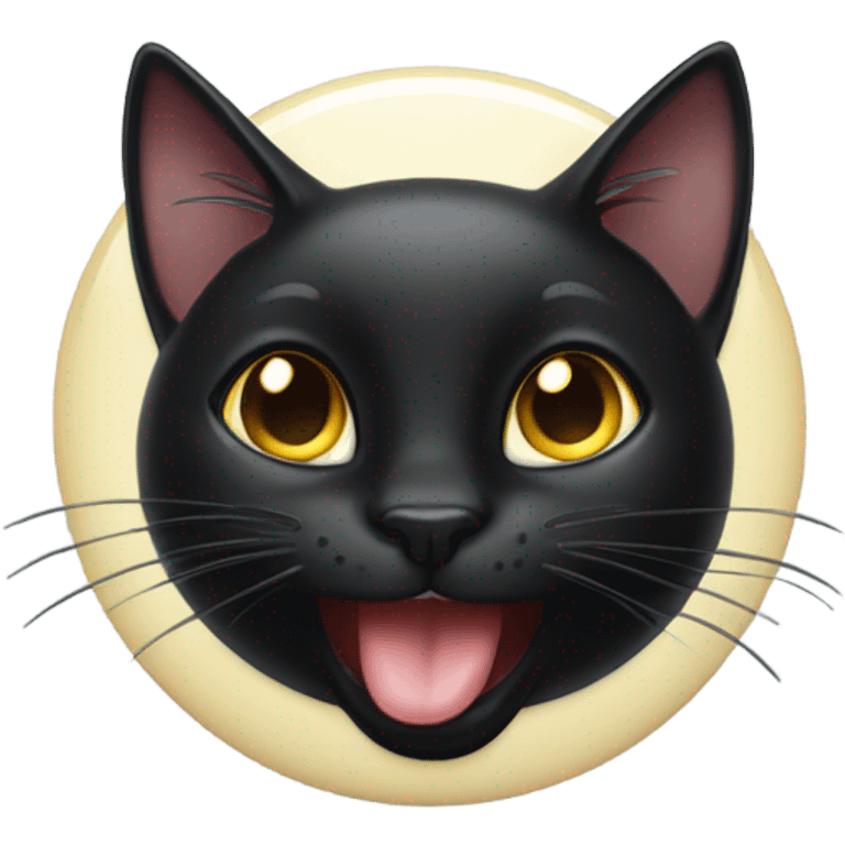 black cat sticking out its tongue and winking emoji