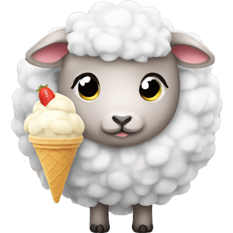 Cute Sheep licking an ice cream emoji