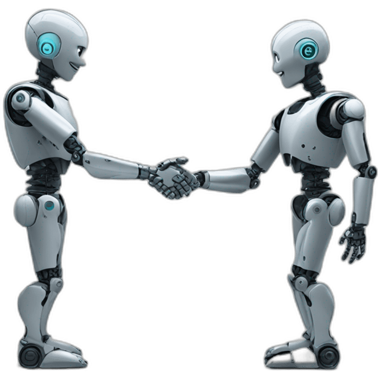 a robot and a human shaking hands emoji