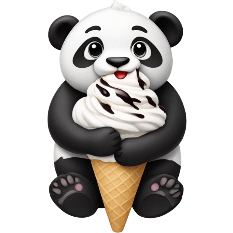 Panda eating ice cream emoji