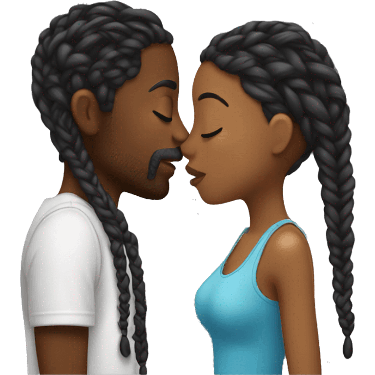 Black guy with braids kissing his girlfriend  emoji