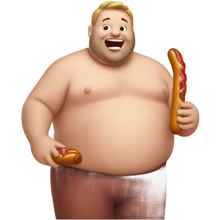 Fat guy eating a sausage emoji