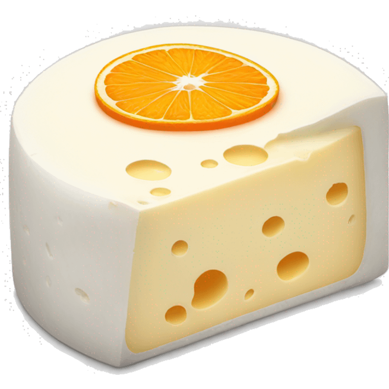 white cheese with orange rim emoji