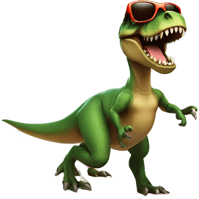 T-rex with sunglasses riding a surfboard  emoji