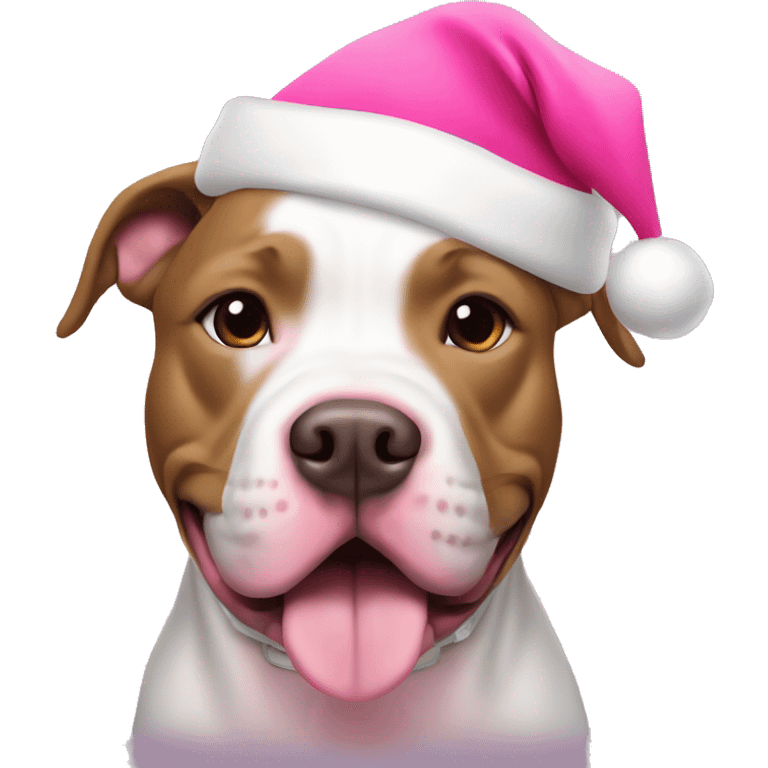 pit bull with pink Santa hat on emoji