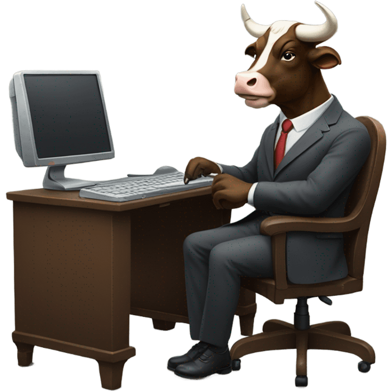 bull wearing suit using computer emoji