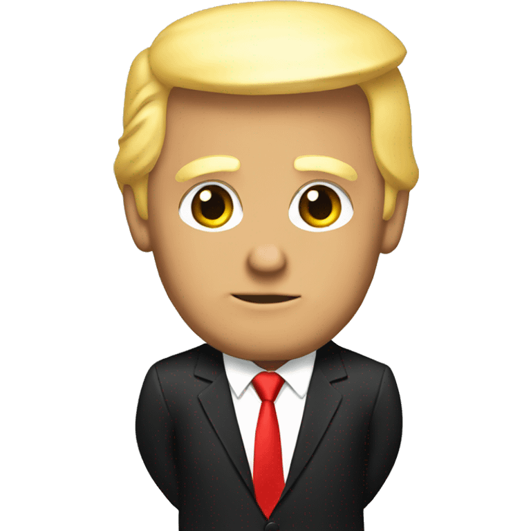 Trump wearing a red tie in a black suit emoji