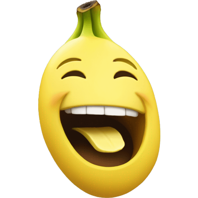 happy face with banan in place of mouth emoji