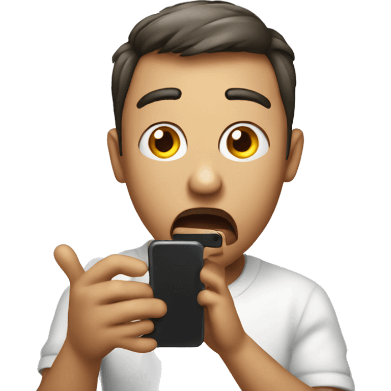 emoji with shock emotion holding iPhone smartphone emoji