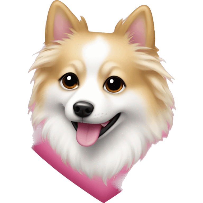 White and blonde spots spitz in a pink heart emoji