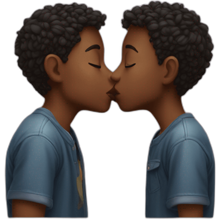 two cute boys kissing emoji