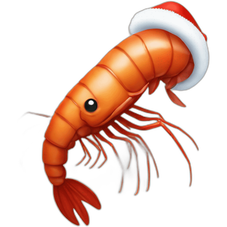 Funny shrimp dressed like santa claus emoji