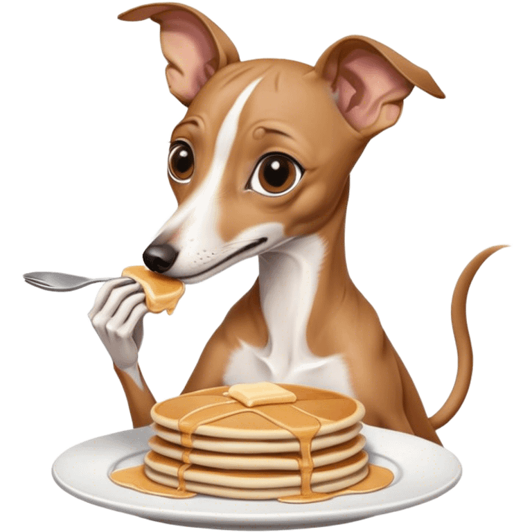 Italian greyhound eating pancakes emoji