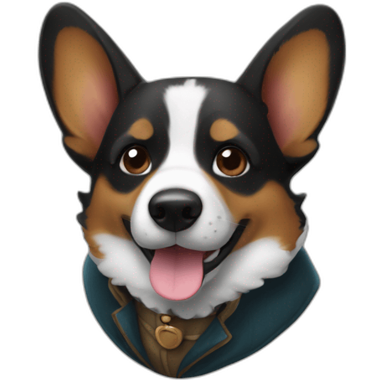 Black corgi wearing Sherlock holmes costume emoji