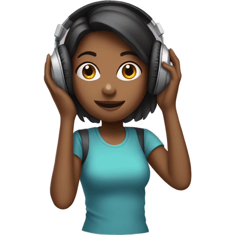 girl with headphones in emoji