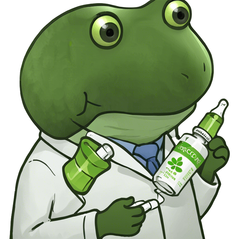 doctor holding a bottle of green and white medicine capsules emoji