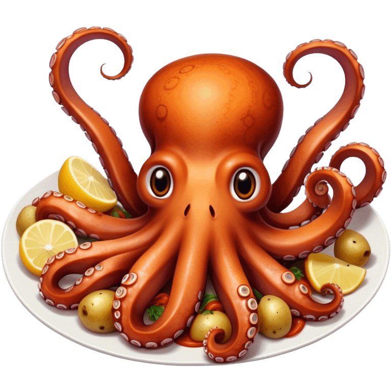 Octopus cooked in slices with paprika and potatoes emoji