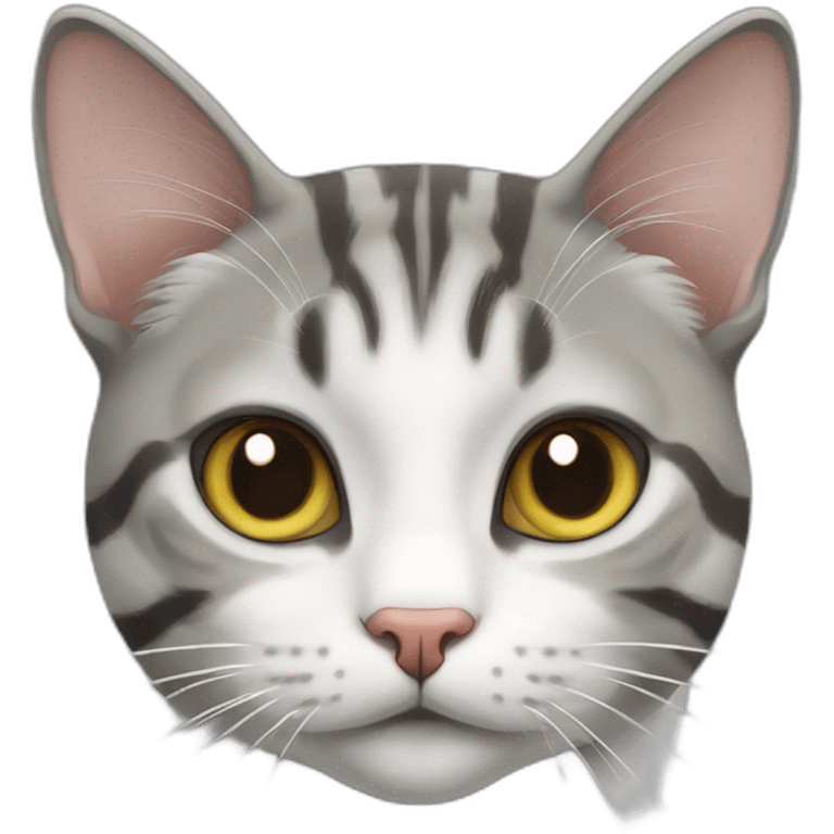 Grey and white tabby european cat emoji