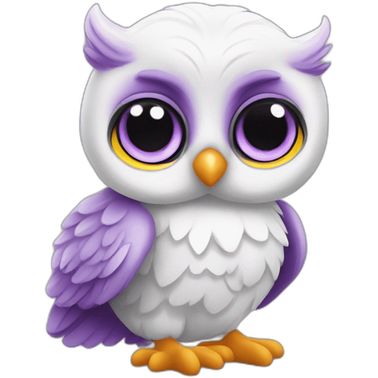 cute baby owl white purple emoji