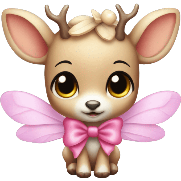 baby deer with fairy wings and a pink bow around its neck  emoji