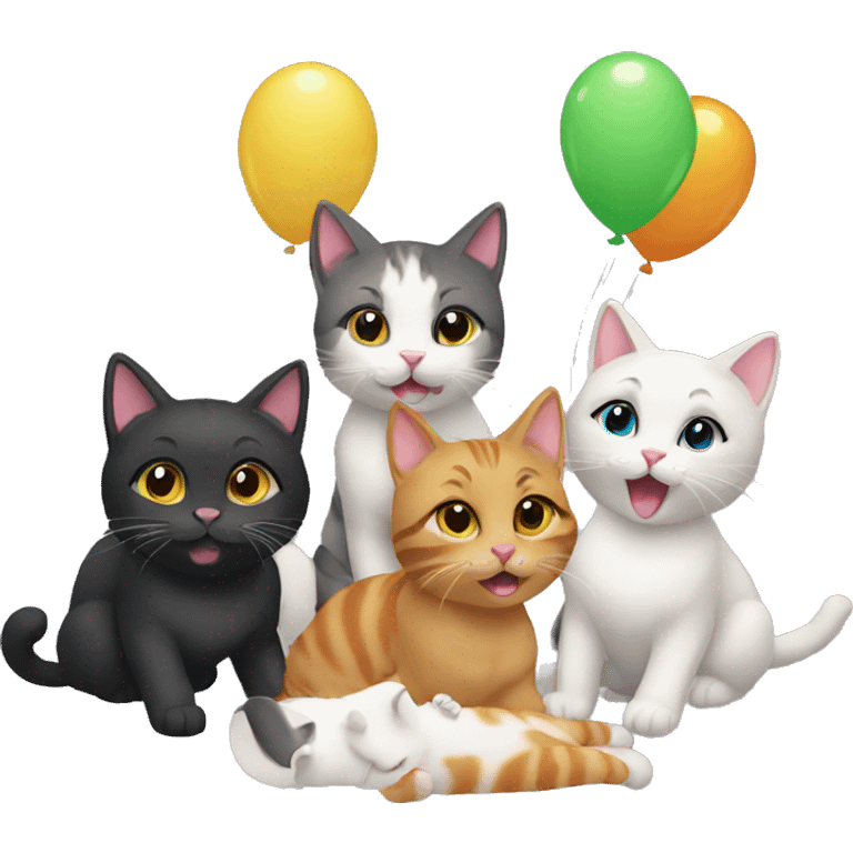 four cats having a party emoji