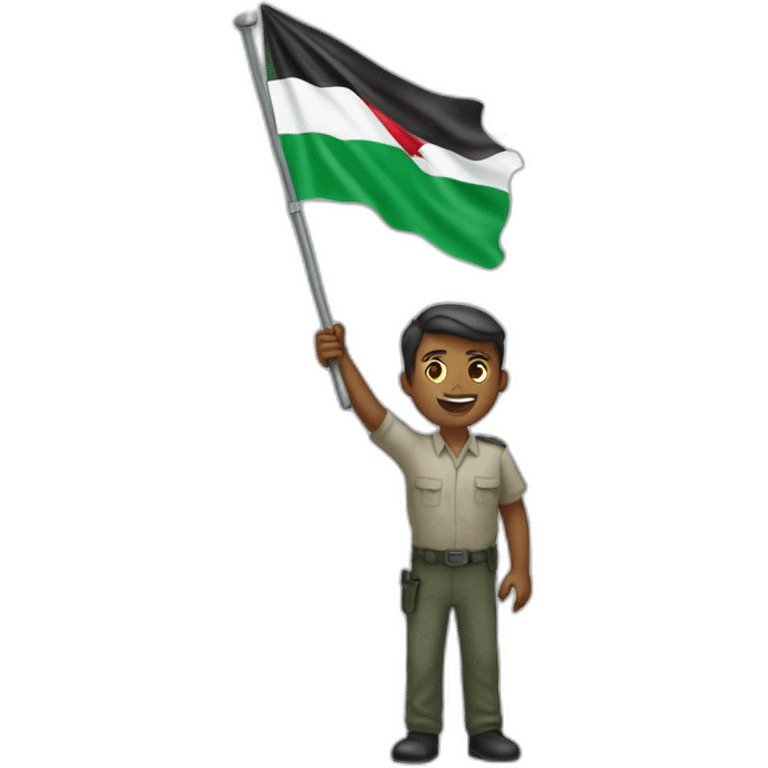 A man raises the flag of Palestine  emoji