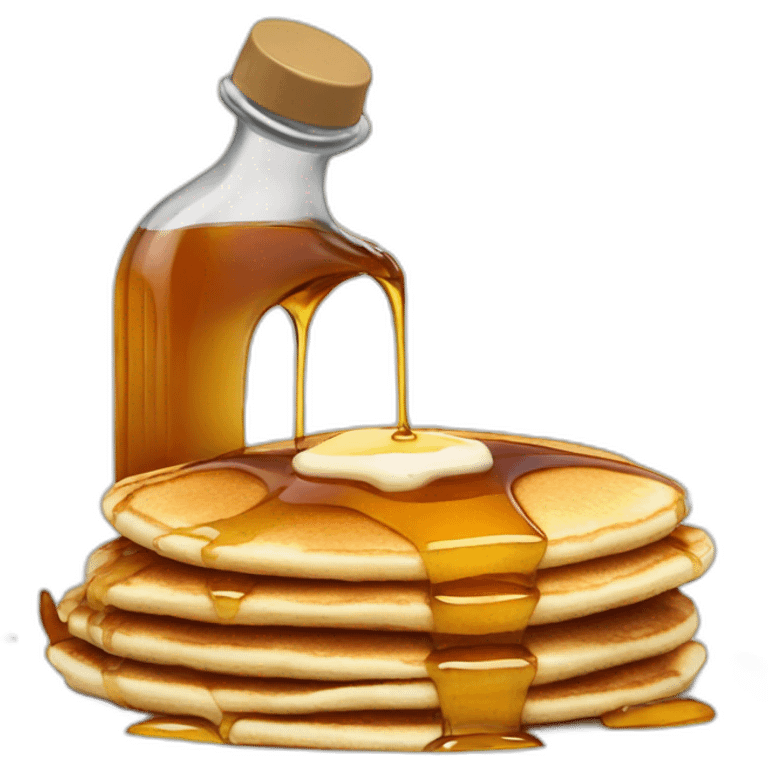 Bottle of maple syrup pouring on pancakes emoji